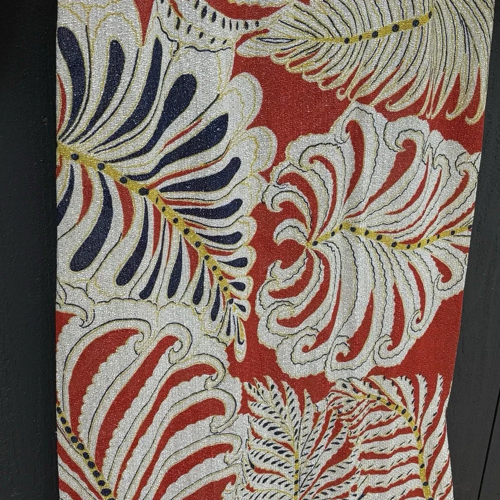 VTG 70s Handmade Boho Maxi Dress S Holiday Metallic Art Floral Maximalist Sheer